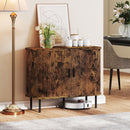 HOMCOM Sideboard Storage Cabinet with Slatted Tambour Sliding Doors