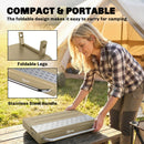 Outsunny Portable Barbecue Grill With Adjustable Grates For Camping, Khaki