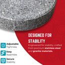 25kg Round Granite Garden Parasol / Umbrella Base Weight Stainless Steel Pole