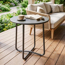 Outsunny Metal Garden Side Table, 48 Cm Round Outdoor Table, Dark Grey
