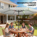 Outsunny 3 m Garden Parasol with Tilt & Crank, UPF30+ Outdoor Table Umbrella