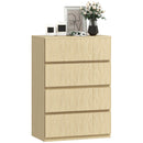 HOMCOM Bedroom Chest of Drawers, 4 Drawers Dresser, Drawer Unit, Natural