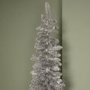 8ft (2.4m) Grey Artificial Pencil Christmas Tree With Green Metal Stand and 460 Tips