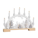 45cm Battery Operated Wooden Christmas Candle Bridge With Reindeer Scene & LEDs