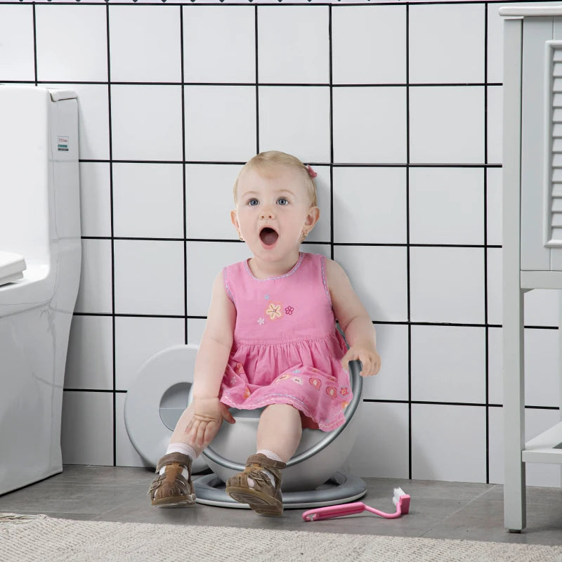 HOMCOM Kids Potty Training Toilet with Brush - White