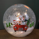 20cm Battery Operated Light up Santa and Friends Christmas Crackle Ball with LEDs