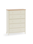 Coxmoor 5 Drawer Wide Chest - Ivory And Oak