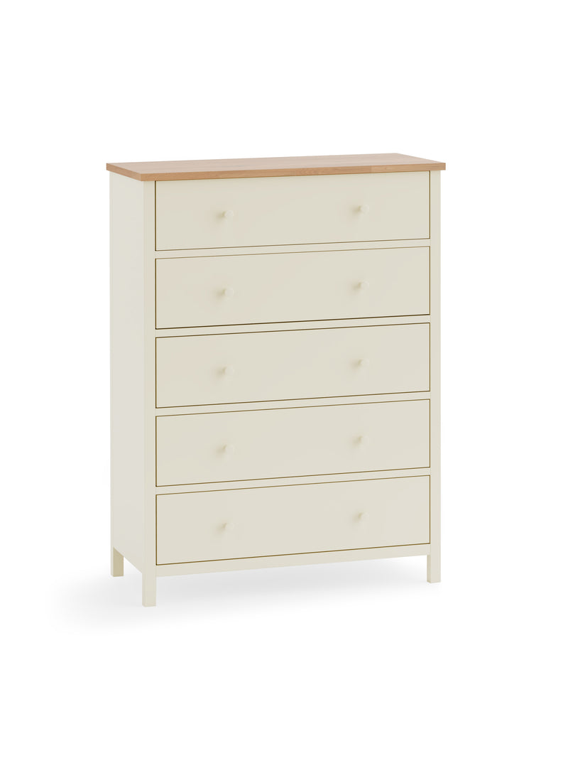 Coxmoor 5 Drawer Wide Chest - Ivory And Oak