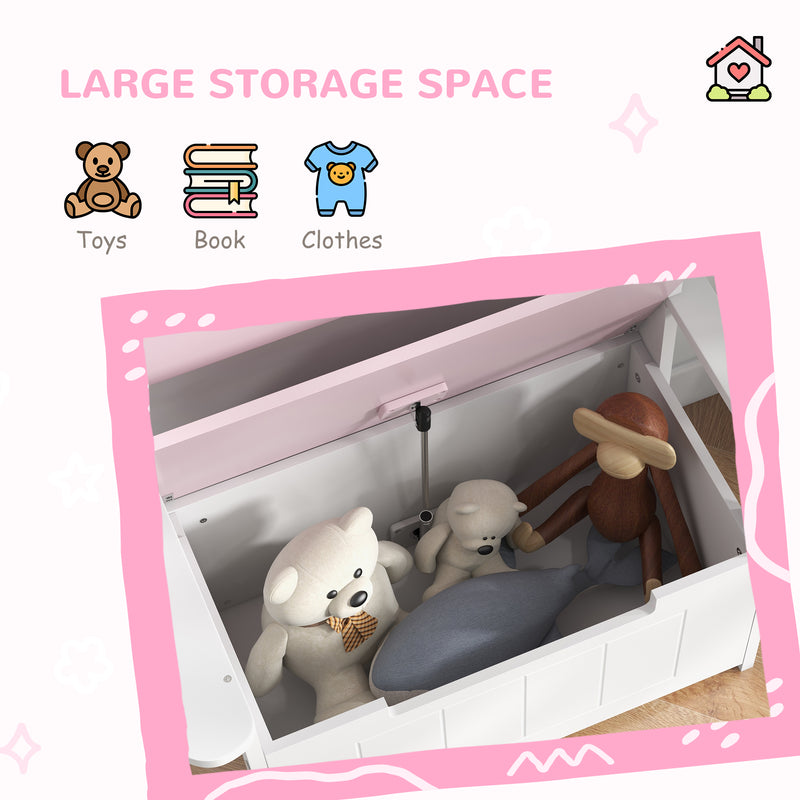 AIYAPLAY 2 in 1 Toy Box for Kids with Safety Lid for Bedroom. Nursery, Pink