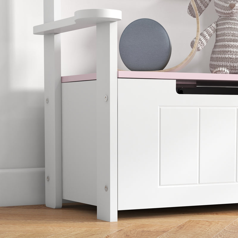 AIYAPLAY 2 in 1 Toy Box for Kids with Safety Lid for Bedroom. Nursery, Pink