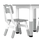 AIYAPLAY 3 Pcs Height Adjustable Kids Table And Chair Set For Playroom - Grey/Pink