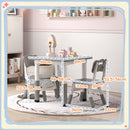 AIYAPLAY 3 Pcs Height Adjustable Kids Table And Chair Set For Playroom - Grey/Pink