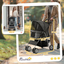 PawHut Pet Stroller Carrier Foldable Deluxe Walk Travel Dog Dark Grey