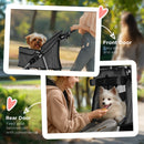 PawHut Pet Stroller Carrier Foldable Deluxe Walk Travel Dog Dark Grey
