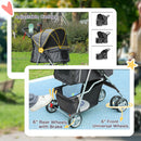PawHut Pet Stroller Carrier Foldable Deluxe Walk Travel Dog Dark Grey