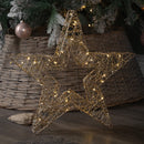 38cm Battery Operated Light up Gold Weave Christmas Weave with Warm White LEDs