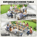 Outsunny Aluminium Extending Garden Table, Glass Top Dining Table, Grey