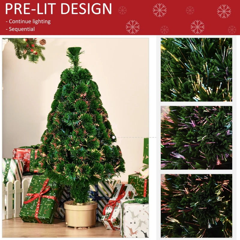 Christmas Time 3FT Prelit Artificial Christmas Tree Fiber Optic LED Light Tabletop Decoration