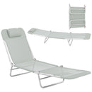 Outsunny Sun Lounger Foldable Reclining Chair with Headrest Light Grey