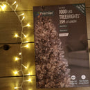 1000 LED 25m Indoor Outdoor Christmas Multi Function Mains Operated String Lights with Timer & Clear Cable in Warm White