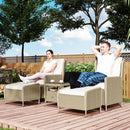 Outsunny Rattan Garden Furniture Set with Footstools Armchairs Light Grey