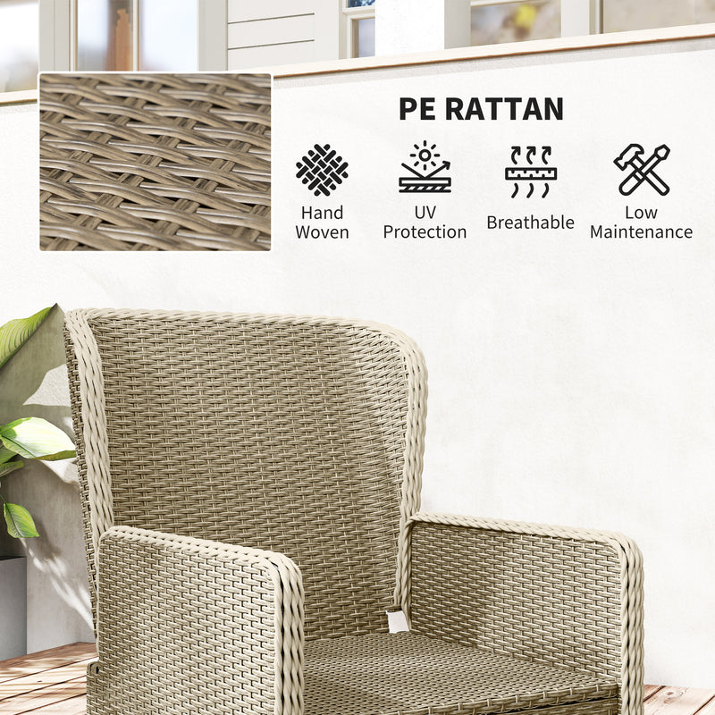 Outsunny Rattan Garden Furniture Set with Footstools Armchairs Light Grey