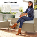 Outsunny Rattan Garden Furniture Set with Footstools Armchairs Light Grey