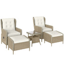 Outsunny Rattan Garden Furniture Set with Footstools Armchairs Light Grey