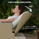 Outsunny Rattan Garden Furniture Set with Footstools Armchairs Light Grey