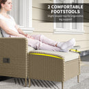 Outsunny Rattan Garden Furniture Set with Footstools Armchairs Light Grey