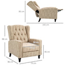 HOMCOM Marble Effect Manual Reclining Armchair W/ Footrest Studs Wood Legs Beige