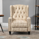 HOMCOM Marble Effect Manual Reclining Armchair W/ Footrest Studs Wood Legs Beige