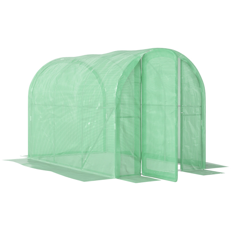 Outsunny 3 X 2 X 2m Polytunnel Greenhouse With Door, Galvanised Steel Frame