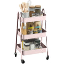 HOMCOM 3-Tier Rolling Utility Cart Kitchen Storage Trolley On Wheels