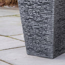 30cm x 45cm Large Square Plastic Slate Effect Garden Planter in Dark Grey