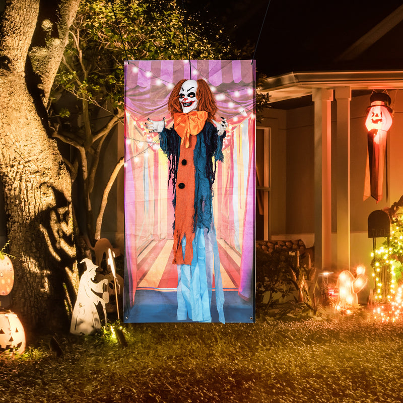 HOMCOM Circus Clown Halloween Decoration, Outdoor Animated Prop for Party