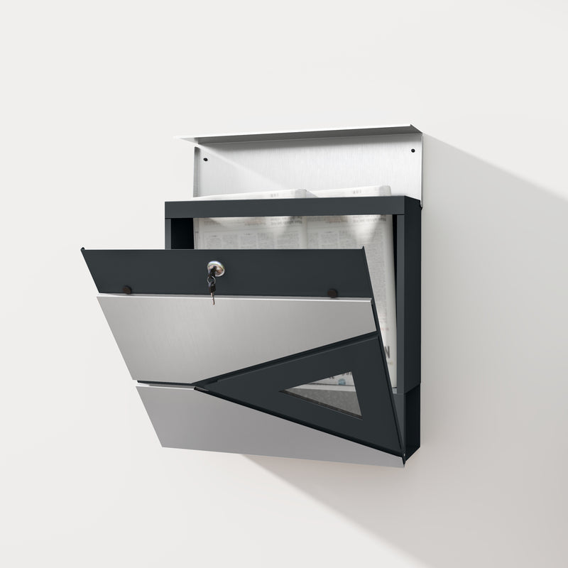 HOMCOM Modern Wall Mounted Post Box, Weatherproof Letterbox with Lock
