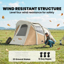 Outsunny Inflatable Camping Tent W/ Air Pump, 2-3 Person Blow Up Tent, Khaki