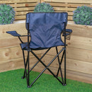 Outdoor Blue Folding Camping Chair With Armrests & Cupholder