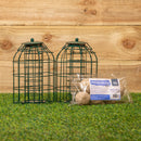 Samuel Alexander Metal Hanging Bird Fat Ball Feeder with Squirrel Guard & Pack of 6 Suet Fat Balls