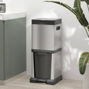 HOMCOM 20+14L Double Kitchen Bin, Pedal Bin With Soft-Close Lid, Silver