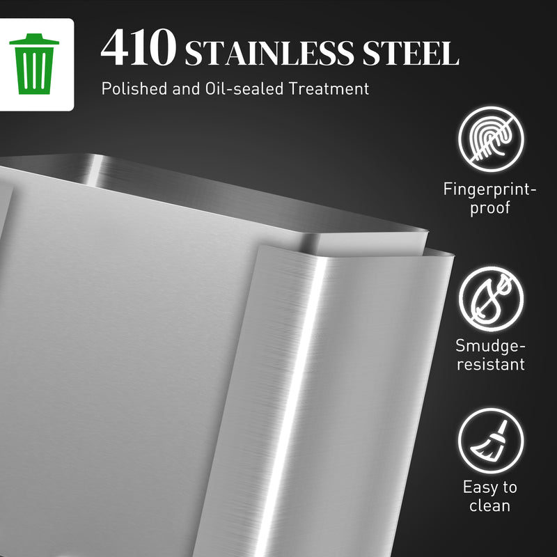 HOMCOM 20+14L Double Kitchen Bin, Pedal Bin With Soft-Close Lid, Silver