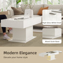 HOMCOM Extendable Coffee Table, Living Room Table with LED Lights, White