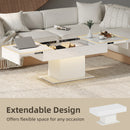 HOMCOM Extendable Coffee Table, Living Room Table with LED Lights, White