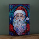 21cm Battery Operated Double Sided Stained Glass Santa Decoration with LEDs
