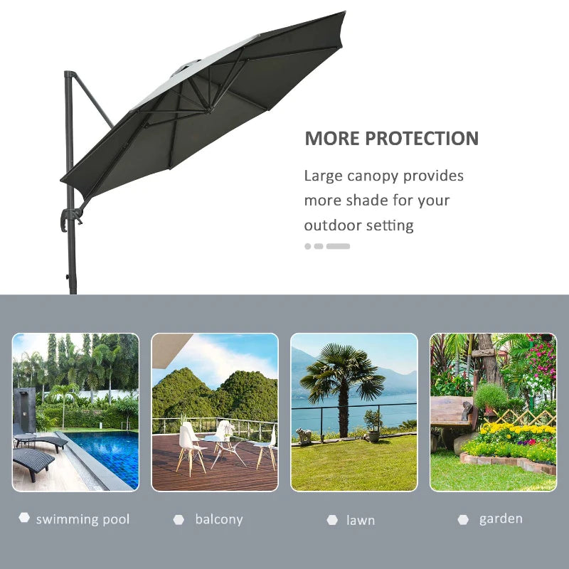 Outsunny Hanging Umbrella 3m - Dark Grey