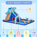 Outsunny 6 In 1 Kids Bouncy Castle W/ Slide, Pool, Trampoline, Blower