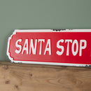 71cm Red And White Santa Stop Here Hanging Metal Christmas Decoration Sign