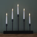 32cm Battery Operated Light Up Black Metal Christmas Candlebridge With 5 Warm White LEDs