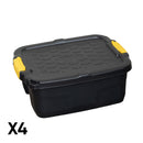 24L Heavy Duty Lockable & Stackable Storage Tub Chest with Clips in Black
